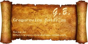 Gregorovics Balázs névjegykártya